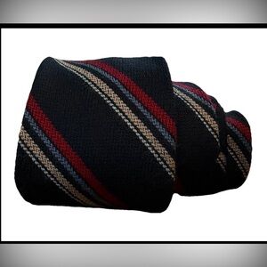 Tip Top Repp Striped Black Wool Tie Matte Regimental Collegiate Dark Acadamia